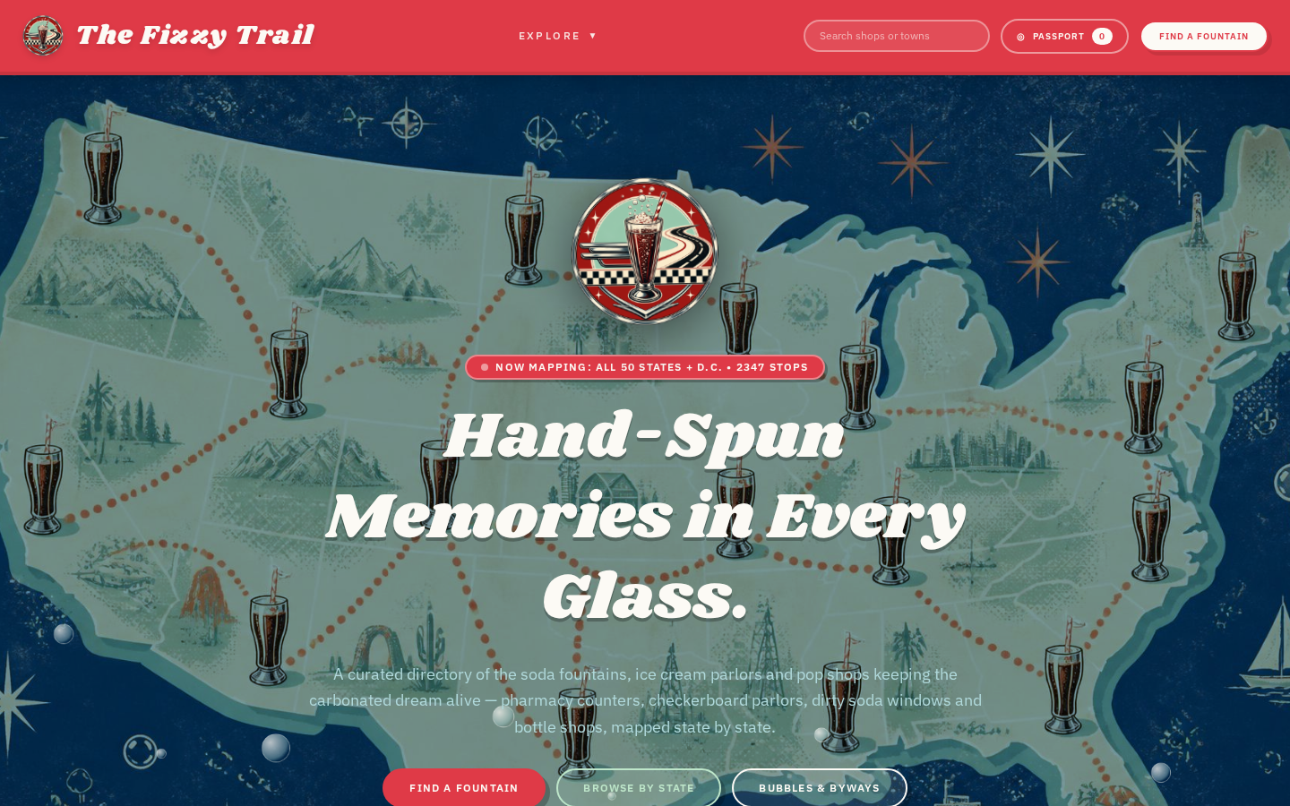 The Fizzy Trail illustrated US map of soda fountains